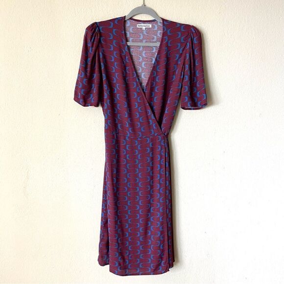 Reformation Laurent Mini Dress Marooned Wrap Purple Size S - Picture 6 of 9